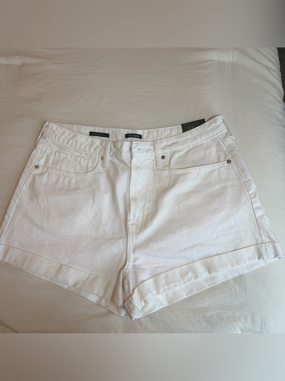 wild fable Cotton White High-Rise Denim Shorts